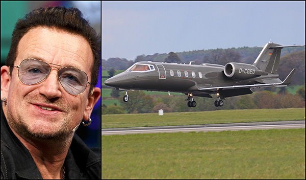 Porta do jatinho de Bono Vox cai em pleno voo, mas vocalista do U2 escapa ileso