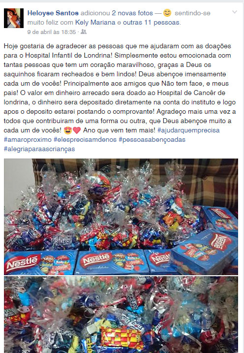 Cidadania: Procopense faz campanha de Páscoa e arrecada Chocolates e ajuda de Custo ao Hospital Infaltil