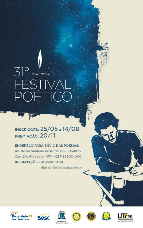 Inscrições abertas para o 31° Festival poético