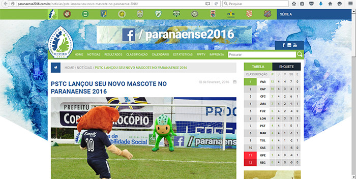 Federação Paranaense dá destaque ao novo Mascote do PSTC