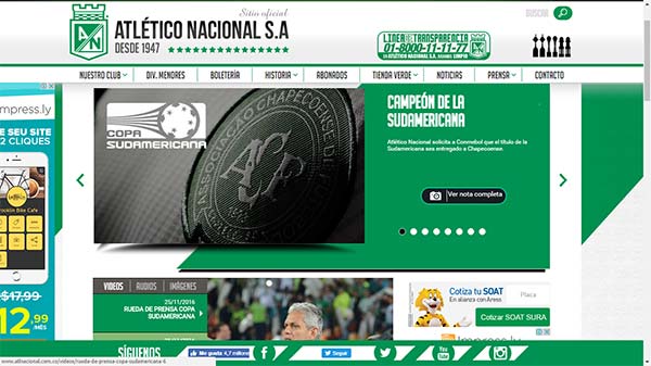 Atlético Nacional emite nota oficial solicitando à Conmebol que entregue o título à Chape