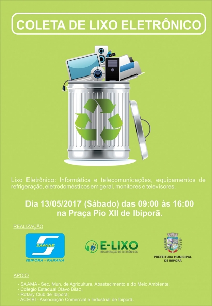 Samae realiza evento para recolher lixo eletrônico neste sábado em Ibiporã