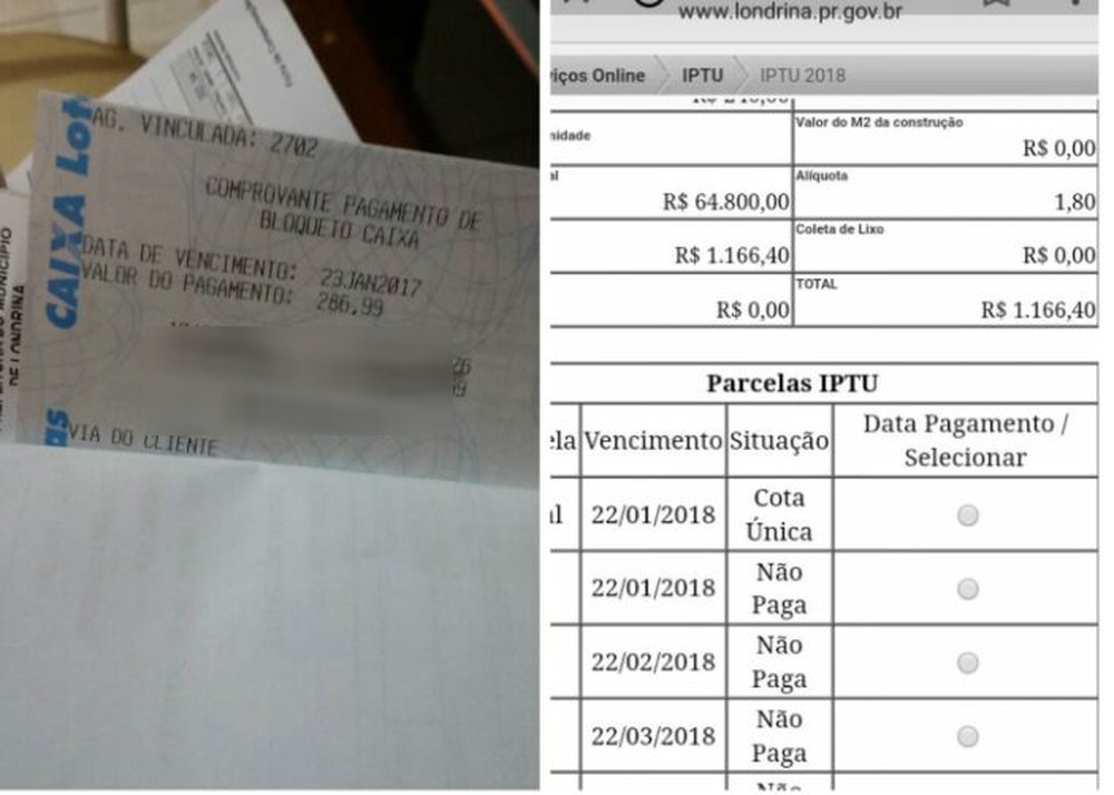 Moradores de Londrina relatam IPTU com reajuste superior a 400%