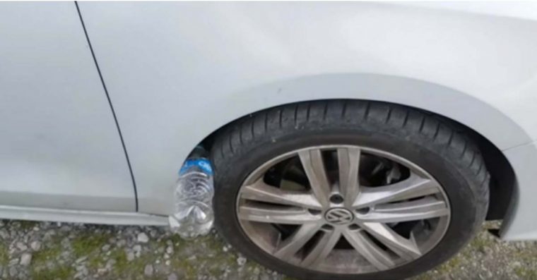 Polícia alerta: se encontrar uma garrafa de plástico no pneu de seu carro, você pode estar em perigo