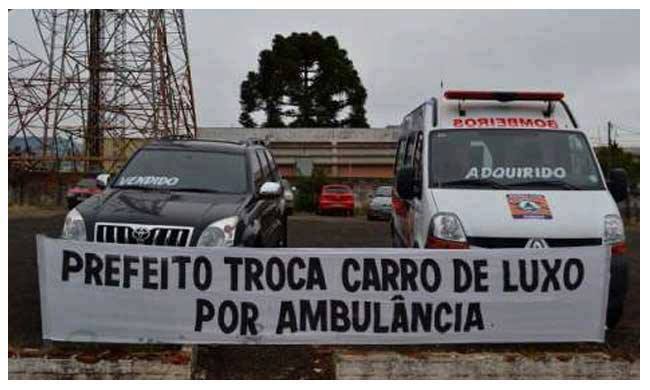 Prefeito do Paraná vende carro de luxo para comprar ambulância
