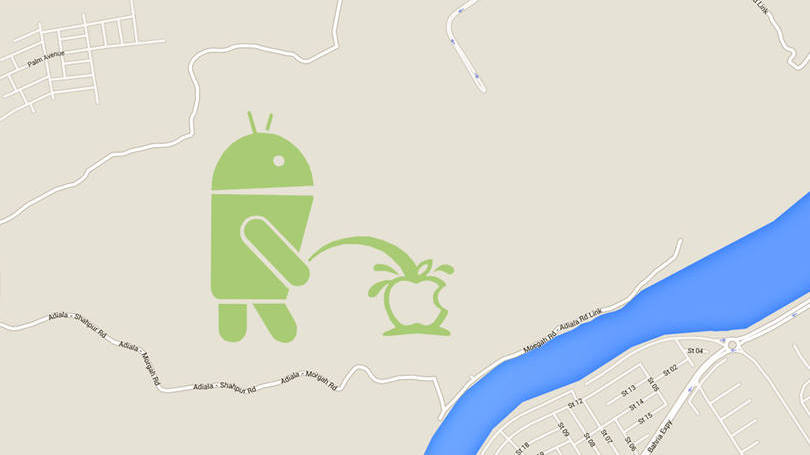 Google Maps tem imagem de robô do Android urinando em maçã