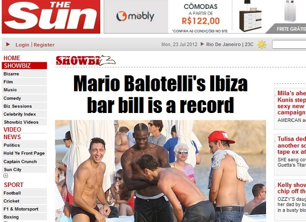 Balotelli gasta mais de R$ 12,5 mil em bar e bate recorde em Ibiza