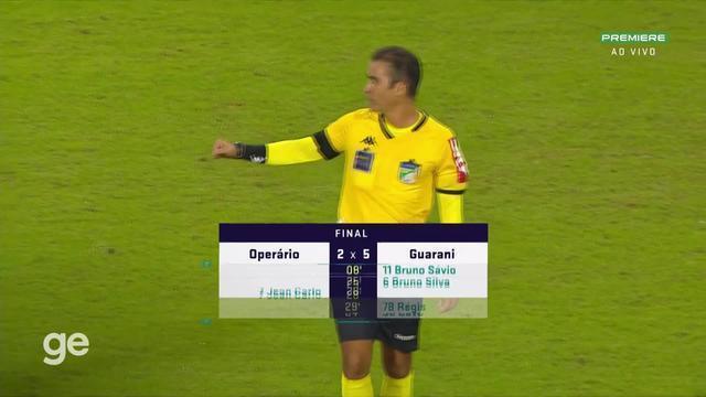 Os gols de Operário-PR 2x5 Guarani, pela segunda rodada da Série B